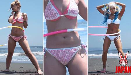 Belly Button Hoop Duo, Riona Maruyama and Noa, the Tanned Beauties