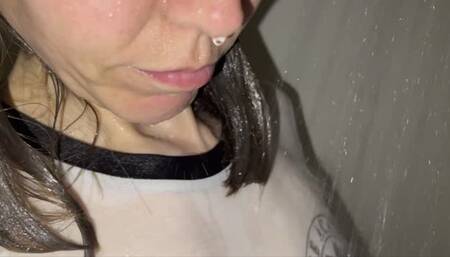 Wetlook - Wet T-shirt and knickers in the shower (HD)