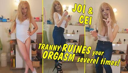 JOI and CEI from Tranny Girl! Stroke Loser and ruine your orgasm! GERMAN!