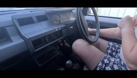 (Request) Heel Popping and Cranking in the Renault in Flats and Black Tights