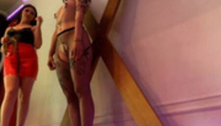 Lesbian domination spanking, nipple play