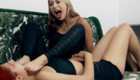 Akemi and Anny in lesbian foot domination (PART 02)