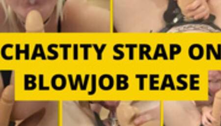 Chastity Strap On Dildo Blowjob Tease