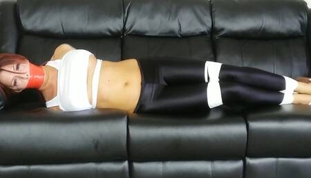 Bella the Big-Boobed Spandex Babysitter Bound and Wrap Gagged (MP4)