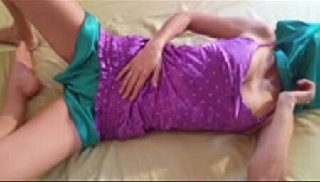 Nadine in shiny satin dessous - 29