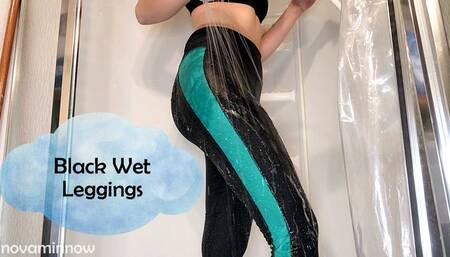 black wet leggings