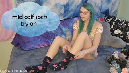 mid calf sock try on