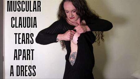 Muscular Claudia Tears Apart a Dress 1080p