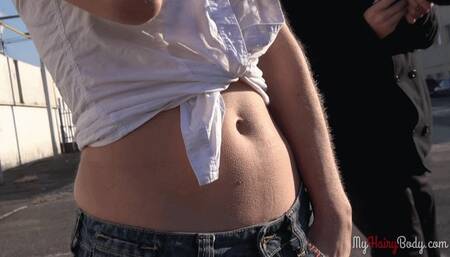 Hairy Titi is on the phone and her body hair is standing up (FullHD)