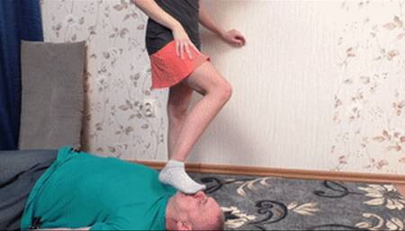 Beautiful girl puts feet on submissive's face, vf2341x 1080p