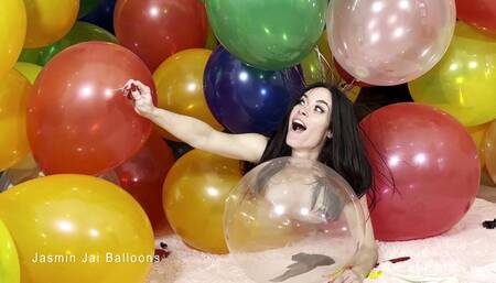Nude in Helium Balloons Mass Popping
