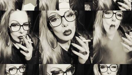 Close-up Black and white - Marlboro reds 100s - Deep Inhales - Multiple pumps - Triple pumps - Power Smoking - audible inhalations