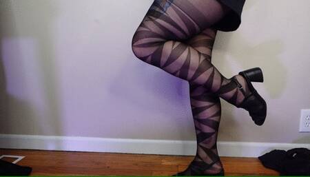 Muscular Calves Flex in Tights with Geo Print Semi Sheer WMV 1080 Silent clip