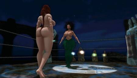 Topless Fantasy Female Fighting: Flare fights Medusa for wrecking her village HD