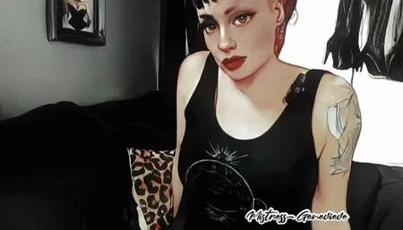 CARTOON VERSION Jump for JOI in Mistress Genevieve’s bedroom