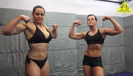 Dolly vs Kim sweatyfight in blak bikini