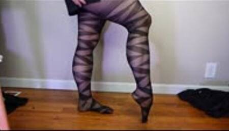 Muscular Calves Flex in Tights with Geo Print Semi Sheer MP4 640 Silent clip