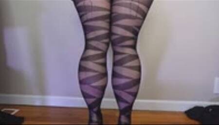 Muscular Calves Flex in Tights with Geo Print Semi Sheer WMV 720 Silent clip