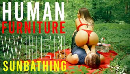 Human Furniture when sunbathing