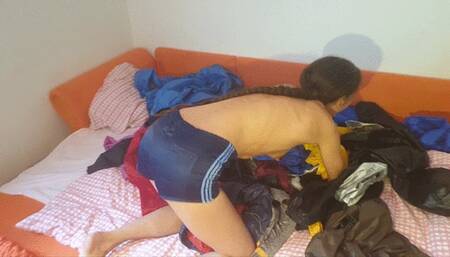 Nadin sorts her many nylon jackets and puts them on - Part 1 - 97