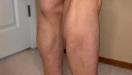 Standing Lotion Massage and Measurement Barefeet