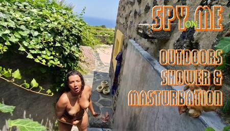 Spy on me outdoors: shower and masturbation in the garden