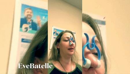 Nose Pinching And Heavy Lung Blowing