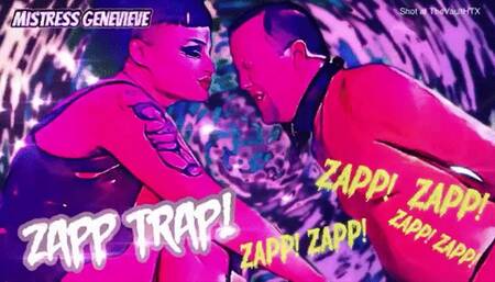 Zapp Zapp Mistress discovers electro shock toy while tormenting a sub’s cock balls and nipples