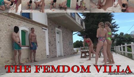 THE FEMDOM VILLA - Stoning with apricots, food crushing, eating from feet