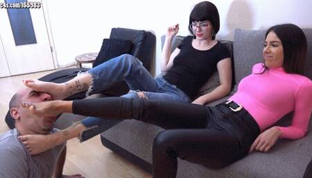 NATASHA And KAREN - Fun With My Classmate - Foot Worship And Domination