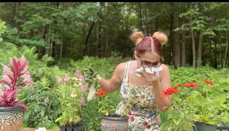 Gardening Interrupted by Sneezing and Nose Blowing