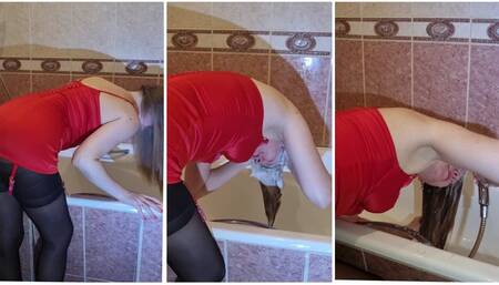 PREMIERE: Head down hair washing