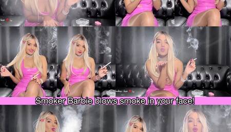 Smoker Barbie blows smoke in your face!