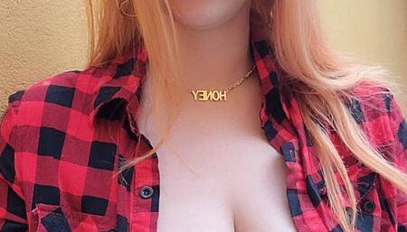 Slut redhead in red bra smoking cork blowing smoke in your face