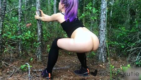 purple-haired girl pees in the woods (throwback thursday)