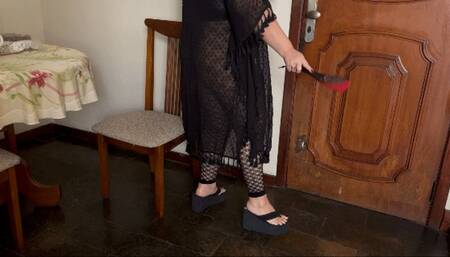 Juliette_RJ SEXY SLAVE JOI fishnet stocking, wedge flip flops, transparent gown and Slave whip - FOR MOBILE DEVICES USERS - JOI - LONG TOENAILS - JOI MOVES - HIGHLY ARCHED FEET - WEDGE FLIP FLOPS