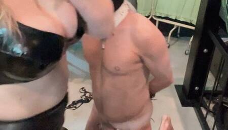 Smoking dominant ballbusting for the submissive slut