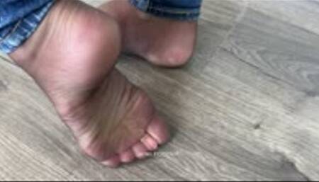 Walking in Wedges & Nylons - AND Barefoot Nylons