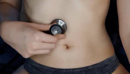 Stomach sounds through stethoscope