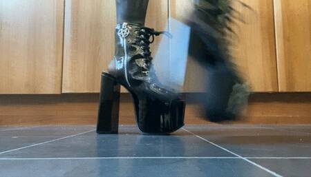 Crushing berries with bare soles