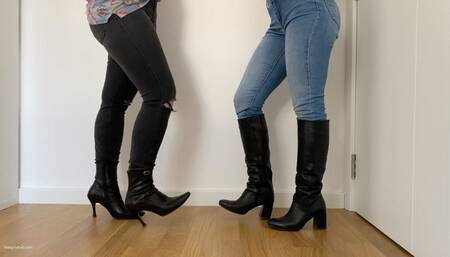TWO GIRLS FEET STEPPING IN BOOTS - MOV Mobile Version