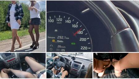 HOT PREMIERE: Sexy girls in a hurry have brake failture on the highway