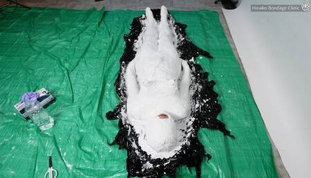 Abandonded in Plaster Bondage with Remote Control Vibe and Nipple Play! (Fixed Camera Unedited Video)