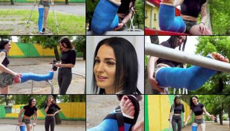 Dianna LLC Public Crutching and Mobility Struggle with Foot Play (in HD 1920X1080)