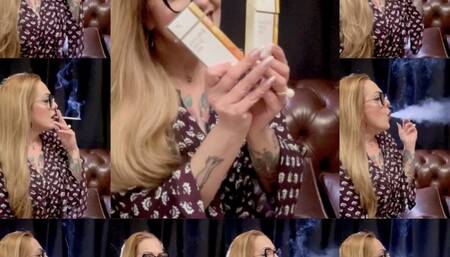 Close-up - VIRGINIA SLIMS 120S - Deep Inhales - Nose exhales - Multiple pumps - Coughing