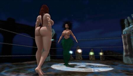 Topless Fantasy Female Fighting: Flare fights Medusa for wrecking her village wmv