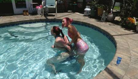 Water bound dildo fucked by her Mistress in the pool (WMV HD 8000kbps)