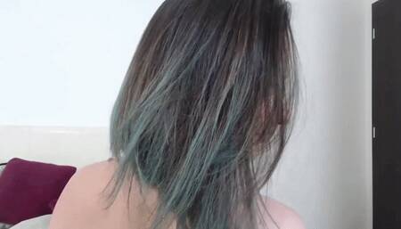 Playing with my hair and brushing it