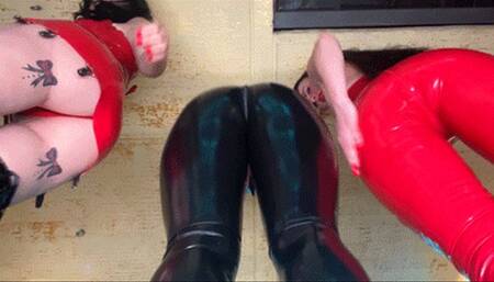 Latex ass worship with jerkoff permission