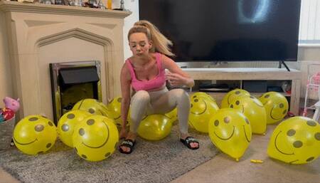 Tightly inflated balloons sit pop HD